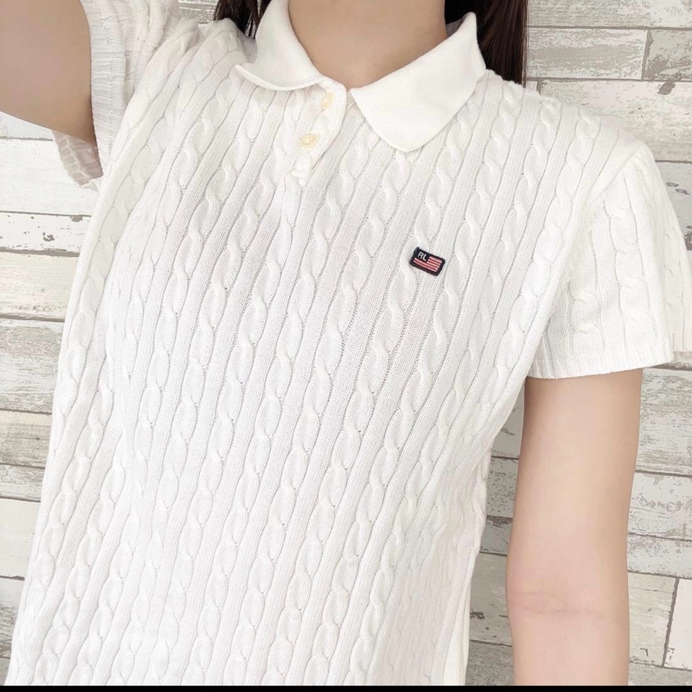 Polo by Ralph Lauren White Cable Knit Top